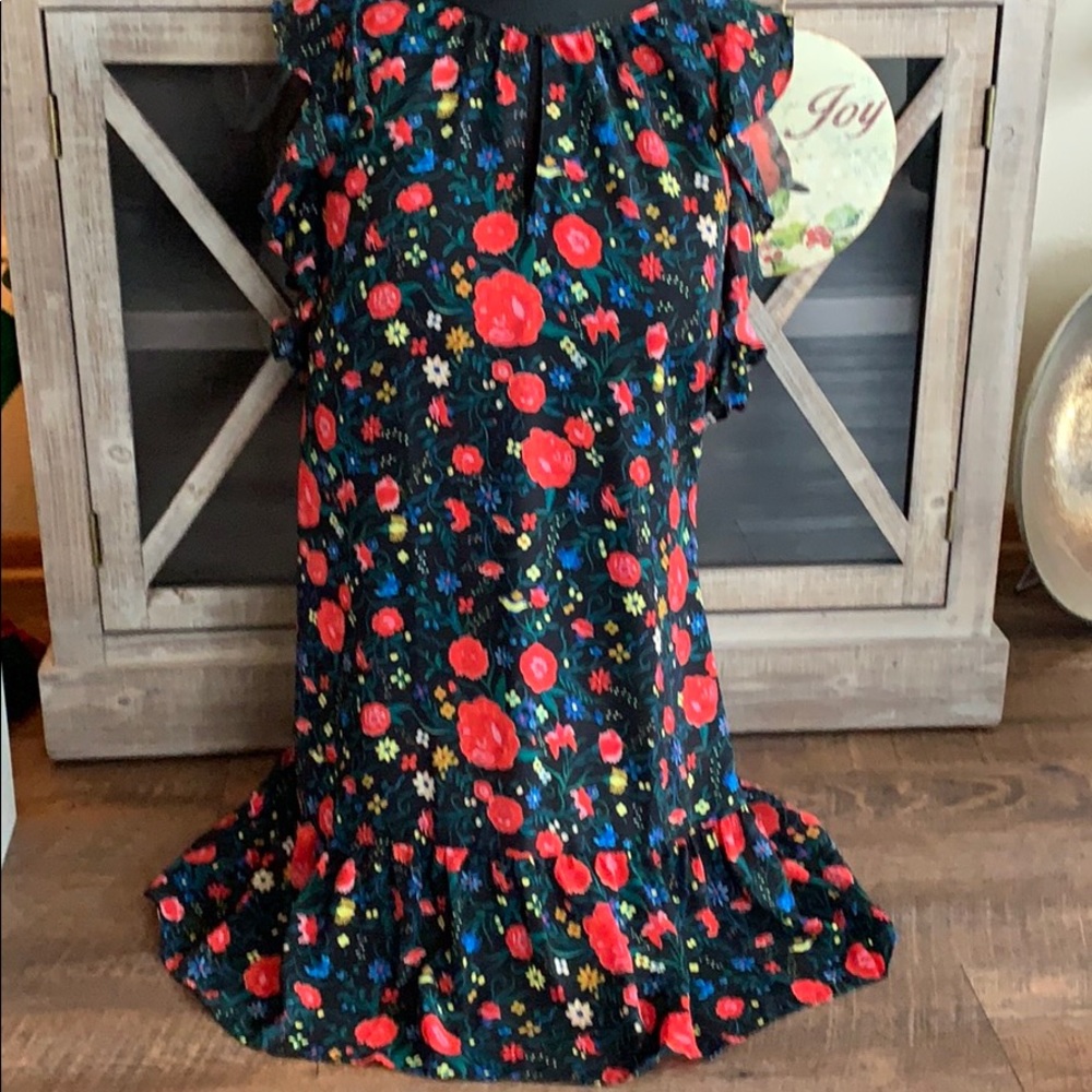 J. CREW Dress Size XS Black with Florals